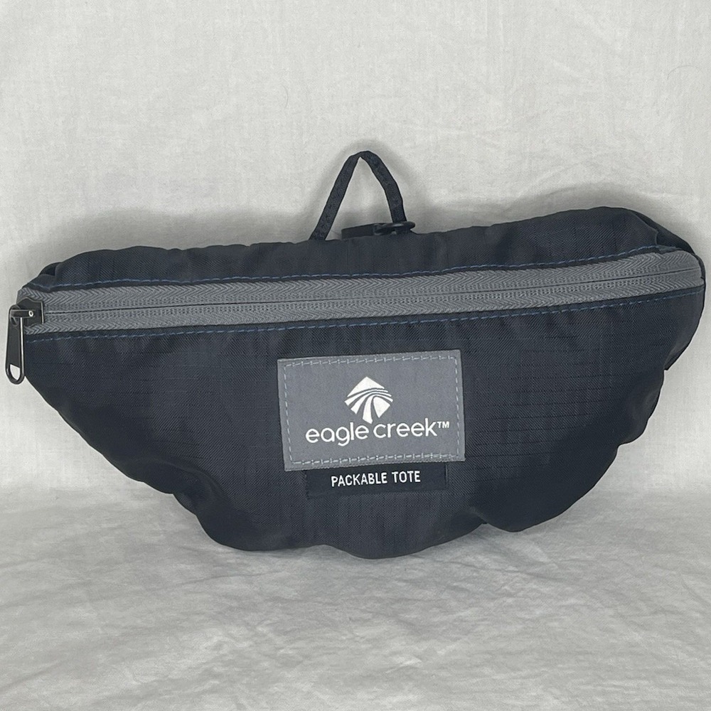 Eagle Creek Packable Foldable Travel Tote Bag Black With Zip Pouch Lightweight